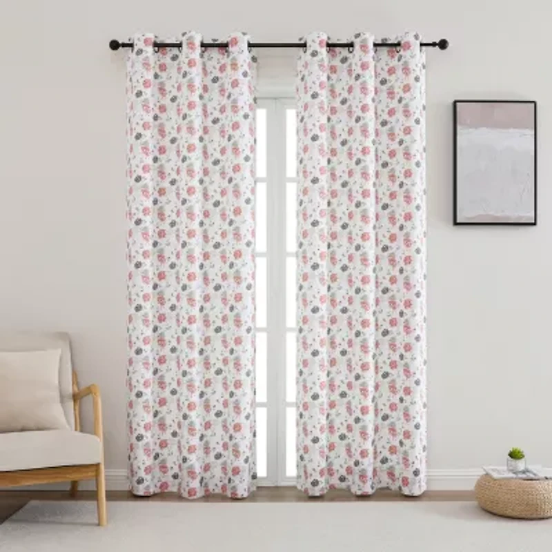 Odwin Printed Grommet Top Blackout Set of 2 Curtain Panel
