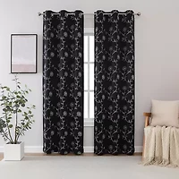 Constance Embroidered Grommet Top Blackout Set of 2 Curtain Panel