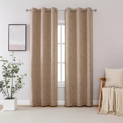 Constance Embroidered Grommet Top Blackout Set of 2 Curtain Panel