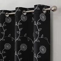 Constance Embroidered Grommet Top Blackout Set of 2 Curtain Panel
