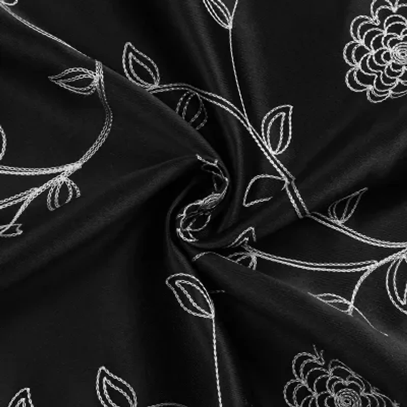 Constance Embroidered Grommet Top Blackout Set of 2 Curtain Panel