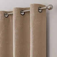 Constance Embroidered Grommet Top Blackout Set of 2 Curtain Panel