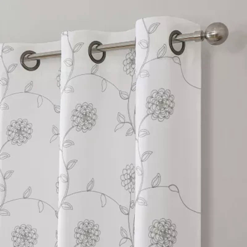 Constance Embroidered Grommet Top Blackout Set of 2 Curtain Panel