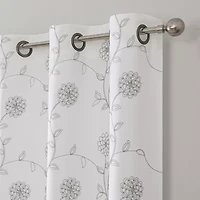 Constance Embroidered Grommet Top Blackout Set of 2 Curtain Panel