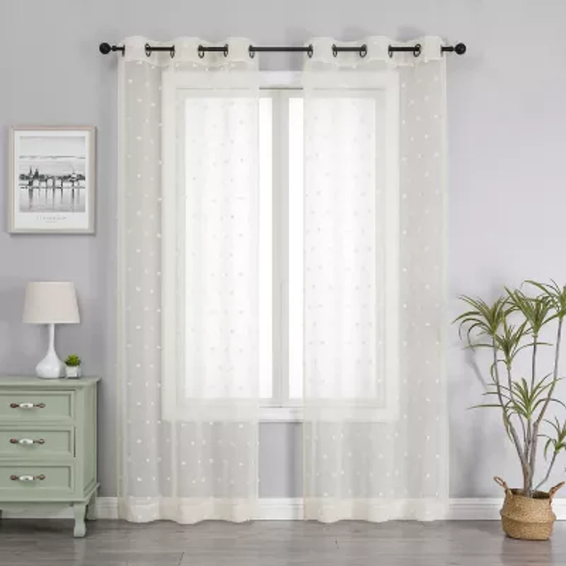 Angel Grommet Top Sheer Set of 2 Curtain Panel