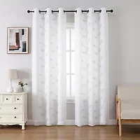 Esmeray Embroidered Grommet Top Sheer Set of 2 Curtain Panel