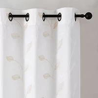 Esmeray Embroidered Grommet Top Sheer Set of 2 Curtain Panel