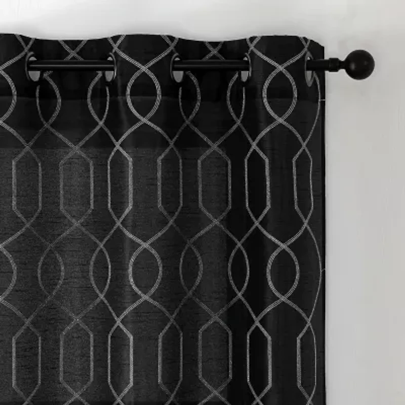 Luke Embroidered Grommet Top Light-Filtering Set of 2 Curtain Panel