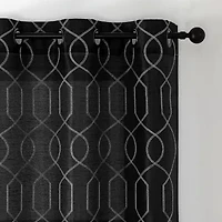 Luke Embroidered Grommet Top Light-Filtering Set of 2 Curtain Panel