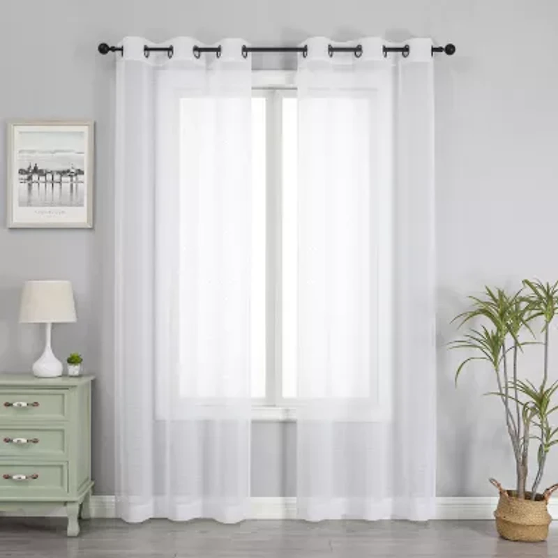 Priscilla Grommet Top Sheer Set of 2 Curtain Panel