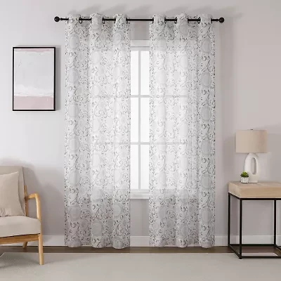 Toronto Printed Grommet Top Sheer Set of 2 Curtain Panel