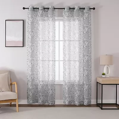 Toronto Printed Grommet Top Sheer Set of 2 Curtain Panel