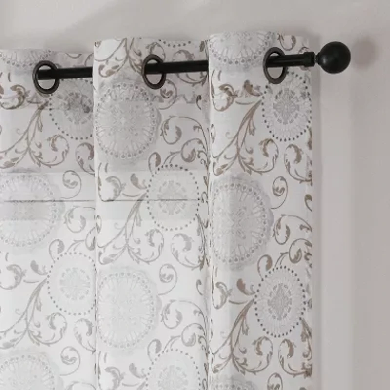 Toronto Printed Grommet Top Sheer Set of 2 Curtain Panel