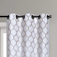 Rowan Embroidered Grommet Top Sheer Set of 2 Curtain Panel