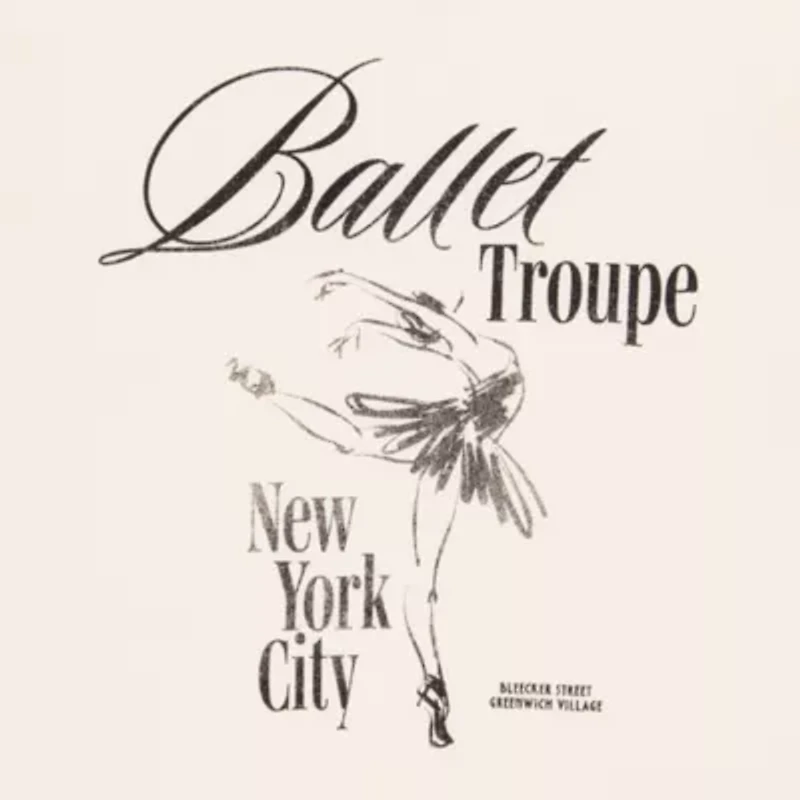 Ballet Troupe Nyc Boyfriend Tee Womens Crew Neck Short Sleeve Regular Fit Juniors Graphic T-Shirt