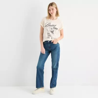 Ballet Troupe Nyc Boyfriend Tee Womens Crew Neck Short Sleeve Regular Fit Juniors Graphic T-Shirt