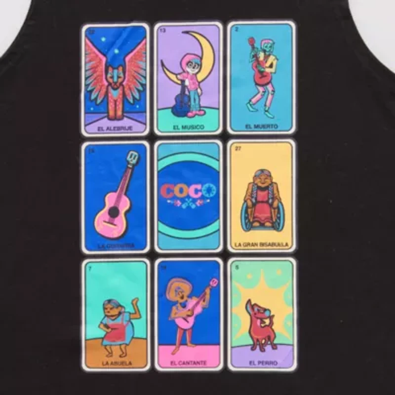 Coco Loteria Side Tie Womens Round Neck Sleeveless Juniors Tank Top