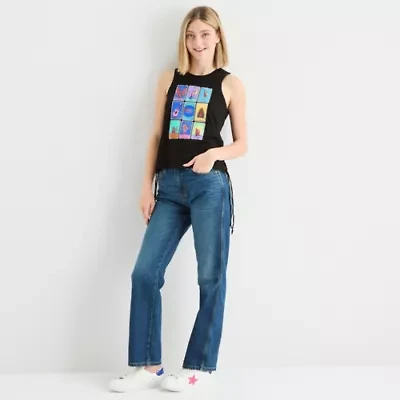 Coco Loteria Side Tie Womens Juniors Round Neck Sleeveless Tank Top