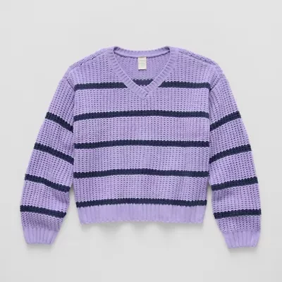 Thereabouts Little & Big Kid Girls V Neck Long Sleeve Pullover Sweater