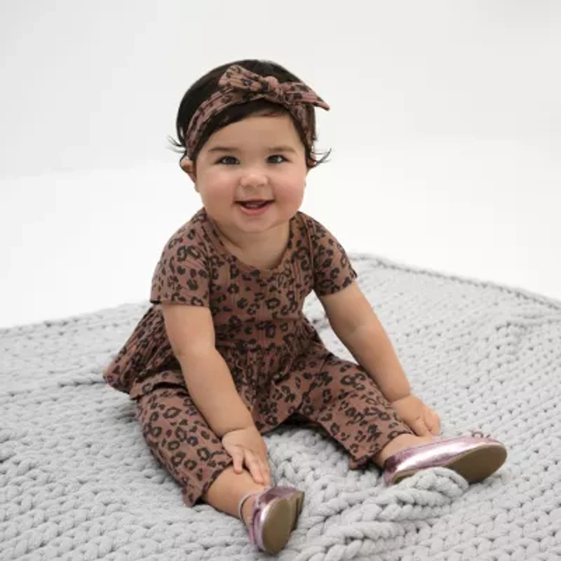 Grayson Little Baby Girls Crew Neck Short Sleeve Rib Jumpsuit