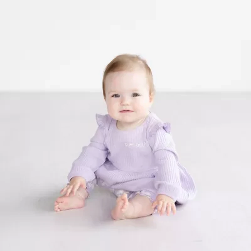 Grayson Little Baby Girls Long Sleeve Ruffled Rib Knit Dress Set