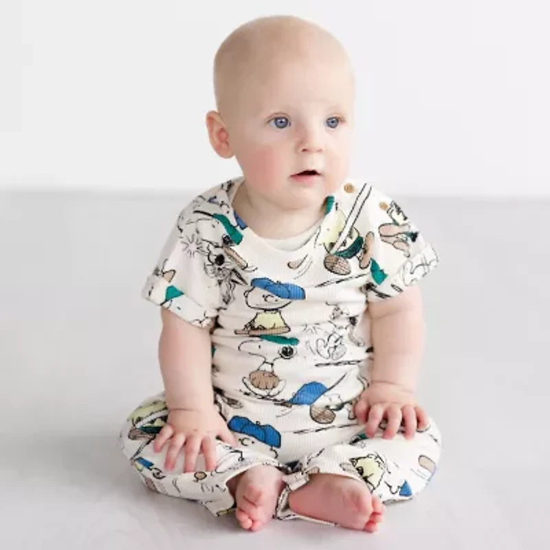 Grayson Little Baby Boys Peanuts Crew Neck Short Sleeve Jumpsuit