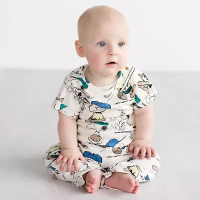 Grayson Little Baby Boys Peanuts Crew Neck Short Sleeve Jumpsuit