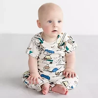 Grayson Little Baby Boys Peanuts Crew Neck Short Sleeve Jumpsuit