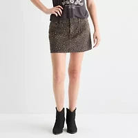 Arizona Cheetah Womens Denim Skirt-Juniors