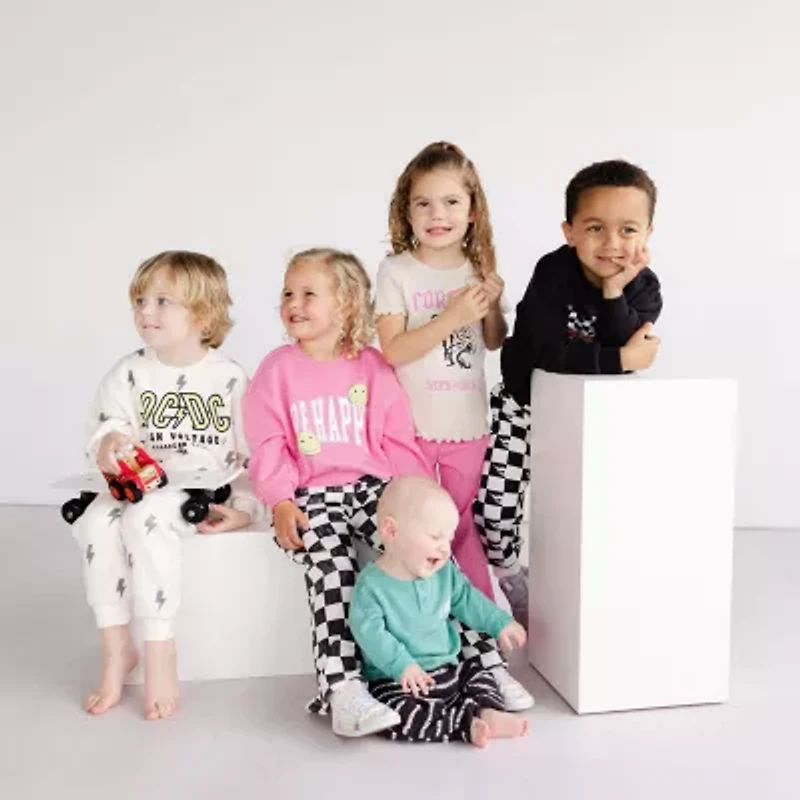 Grayson Little Toddler Girls Crew Neck Fleece Long Sleeve Sweatshirt