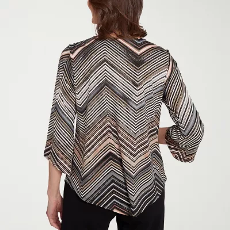 Alfred Dunner Classics Womens Crew Neck 3/4 Sleeve T-Shirt