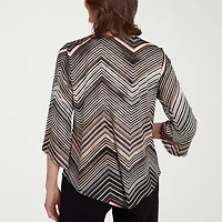 Alfred Dunner Classics Womens Crew Neck 3/4 Sleeve T-Shirt