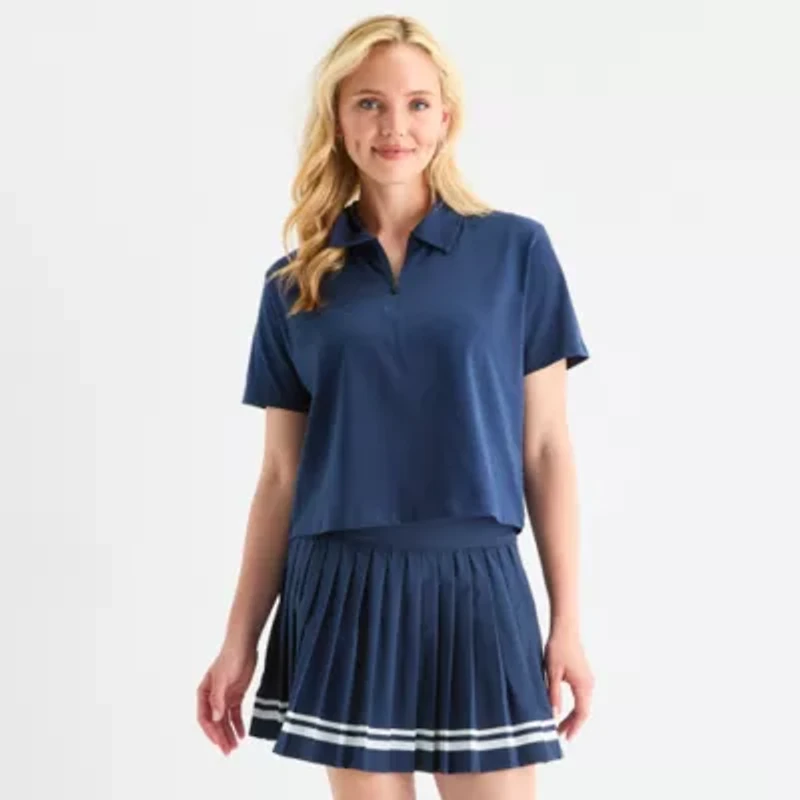 Xersion Womens Short Sleeve Zip Polo Shirt