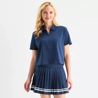 Xersion Womens Short Sleeve Zip Polo Shirt