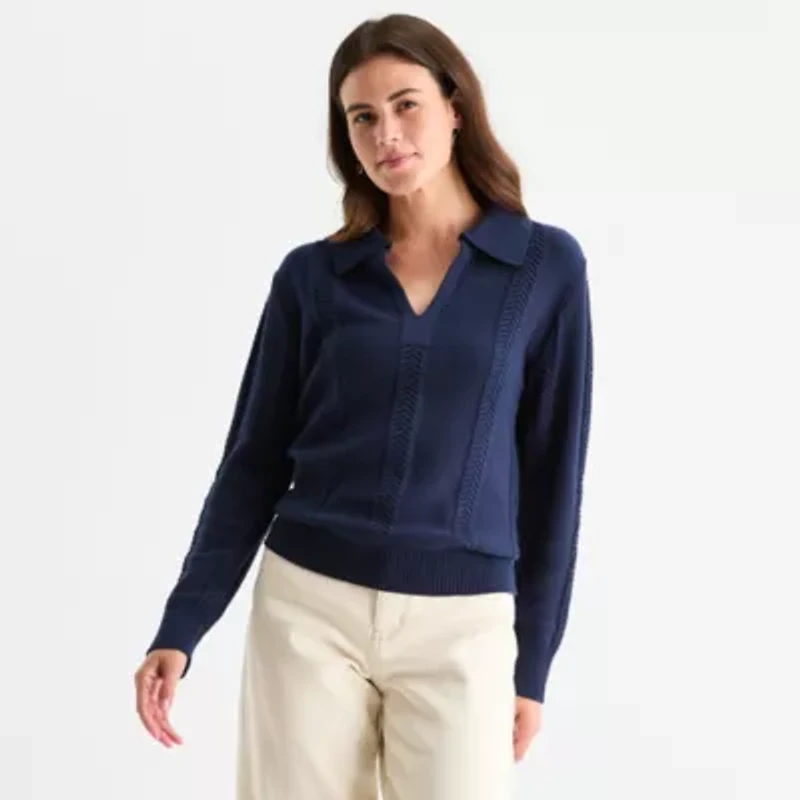 St. John's Bay Womens V Neck Sleeveless Pullover Sweater