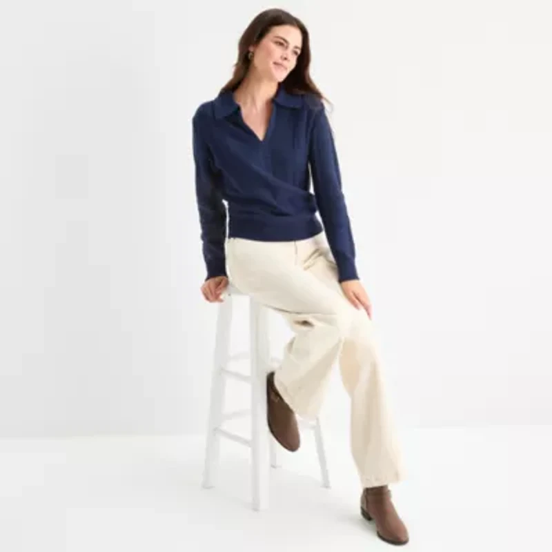 St. John's Bay Womens V Neck Sleeveless Pullover Sweater