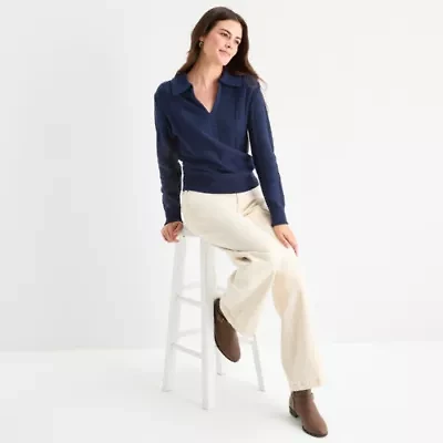 St. John's Bay Womens V Neck Sleeveless Pullover Sweater