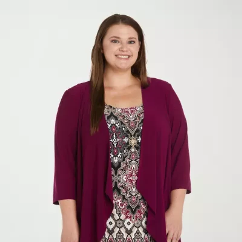R & M Richards Womens Jacket Dress Plus