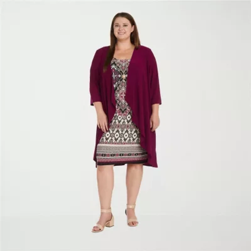 R & M Richards Womens Jacket Dress Plus