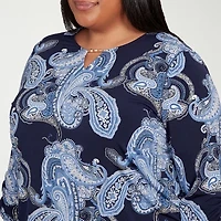 Alfred Dunner Classics Womens Plus Crew Neck 3/4 Sleeve T-Shirt