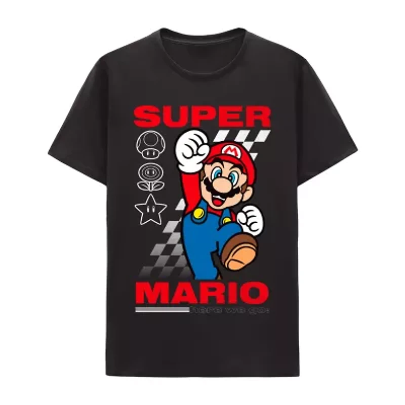 Mens Short Sleeve Regular Fit Super Mario Graphic T-Shirt