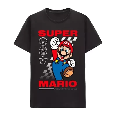 Mens Short Sleeve Regular Fit Super Mario Graphic T-Shirt
