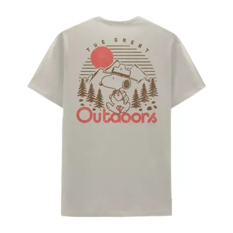 Mens Short Sleeve Regular Fit Peanuts Snoopy Graphic T-Shirt