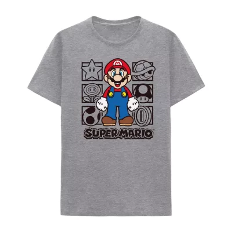 Mens Crew Neck Short Sleeve Regular Fit Super Mario Big and Tall Graphic T-Shirt