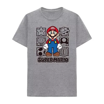 Mens Crew Neck Short Sleeve Regular Fit Super Mario Big and Tall Graphic T-Shirt