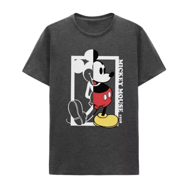 Big and Tall Mens Crew Neck Short Sleeve Regular Fit Mickey Mouse Graphic T-Shirt