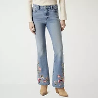 JS Jessica Simpson Embroidered Womens High Rise Flare Leg Jean