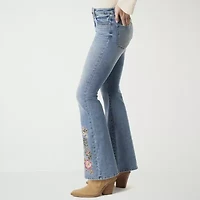 JS Jessica Simpson Embroidered Womens High Rise Flare Leg Jean