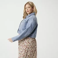JS Jessica Simpson Womens Denim Midweight Plus Jacket