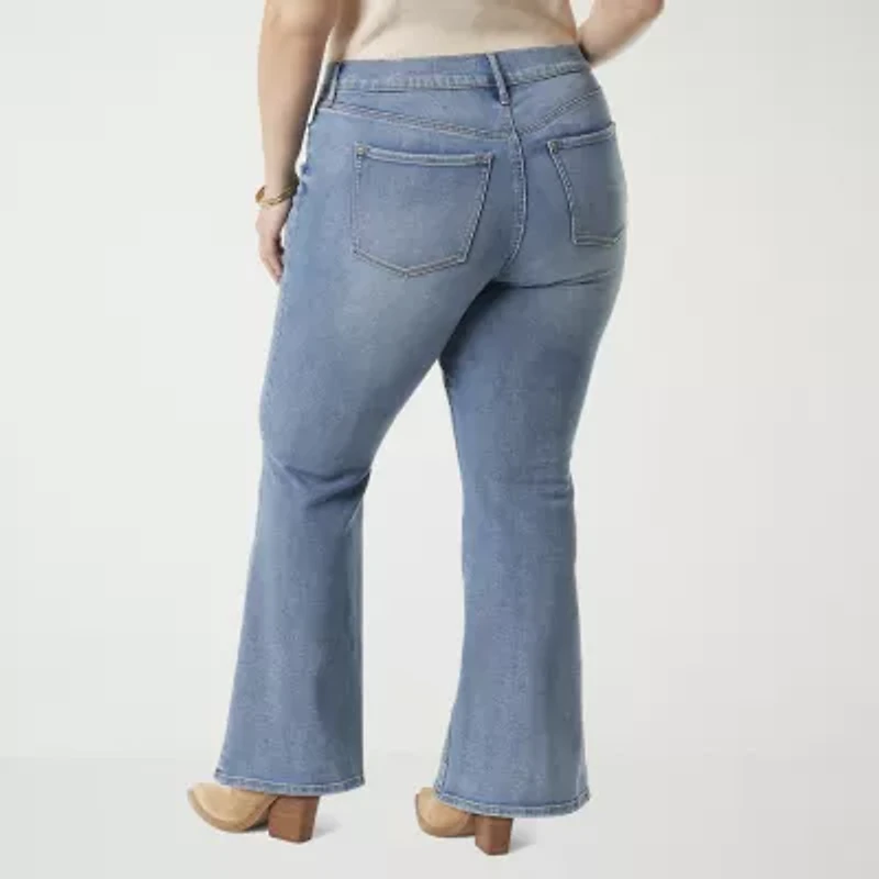 JS Jessica Simpson - Plus Embroidered Womens High Rise Flare Leg Jean